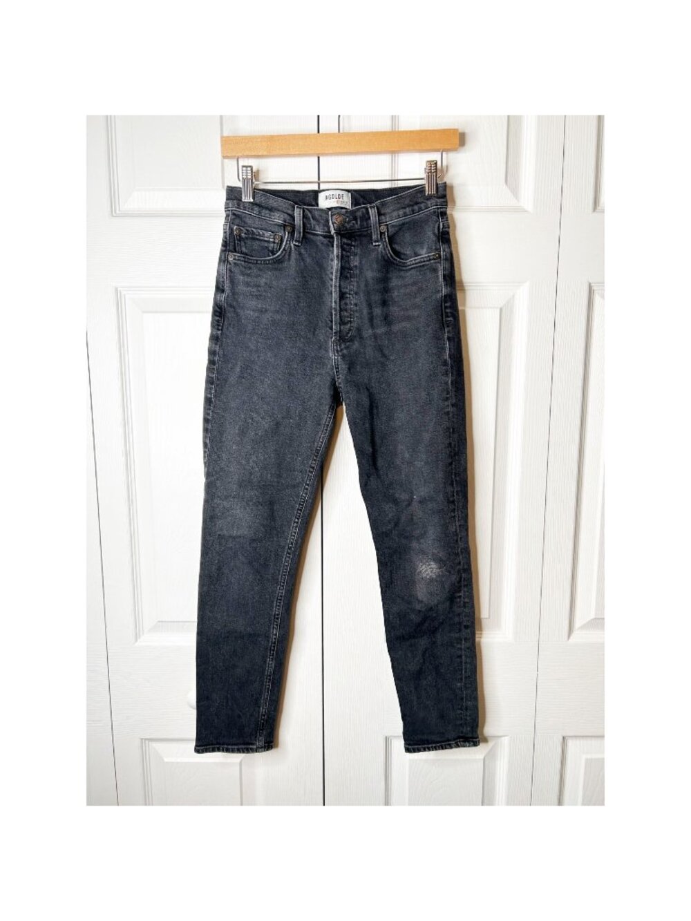 AGOLDE Nico Virtue Black Denim Button Fly High-Rise Jeans Women's Size 26